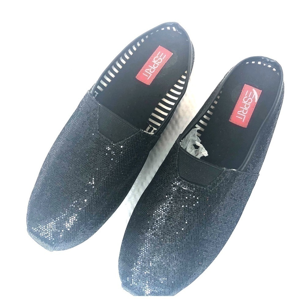 NWOT-ESPRIT Black Shimmery Slip-on/loafers/slides